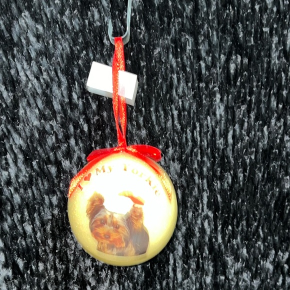 NEW I Love My Yorkie  Christmas Ornament Ball Santa Hat Dog - Picture 3 of 3